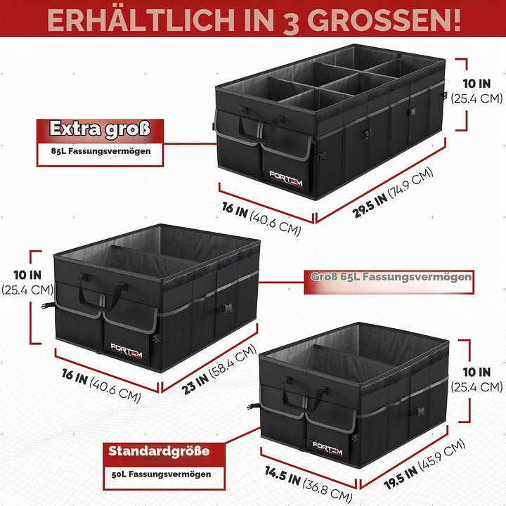 FORTEM Kofferraum Organizer, Kofferraumtasche, Zusammenklappbarer Auto Organizer Kofferraum mit Fäch