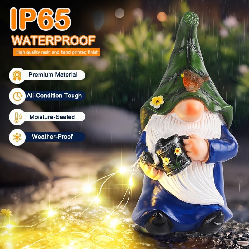 JALIGHTS Solar Gartenzwerg Gartendeko Figuren,24CM gartenzwerge für aussenDraussen Wetterfest mit LE