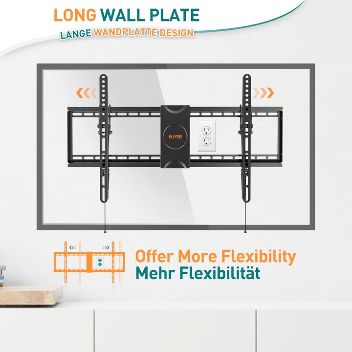 ELIVED Fernseher Wandhalterung Neigbar TV Wandhalterung für die meisten 37"-82" Flach & Curved LED,