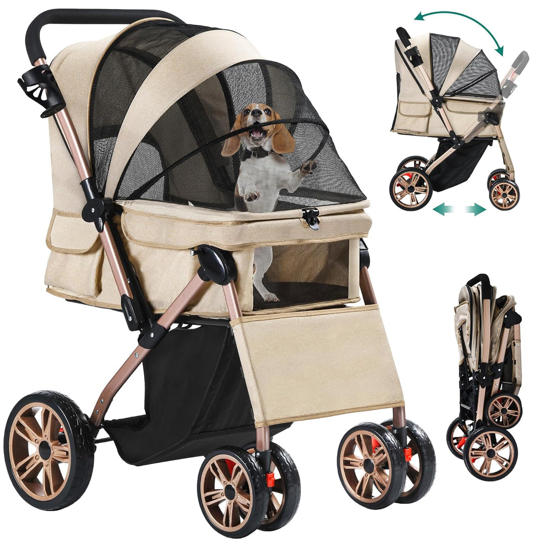 YITAHOME Hundebuggy Hundewagen klappbar für Hunde & Katzen, Haustierbuggy bis 22 kg mit umkehrbarem