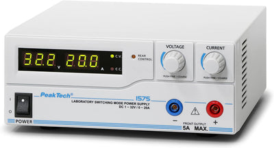 PeakTech 1575 – Labornetzgerät DC 1-32V / 0-20A mit USB, LED-Anzeige, DC-Schaltnetzteile, Stromverso