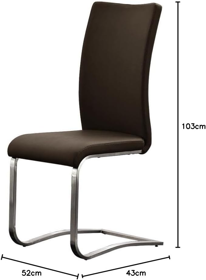 Robas Lund Esszimmerstuhl Leder Baun 2er Set, belastbar bis 130 kg, Schwingstuhl mit Rindsleder, Ges