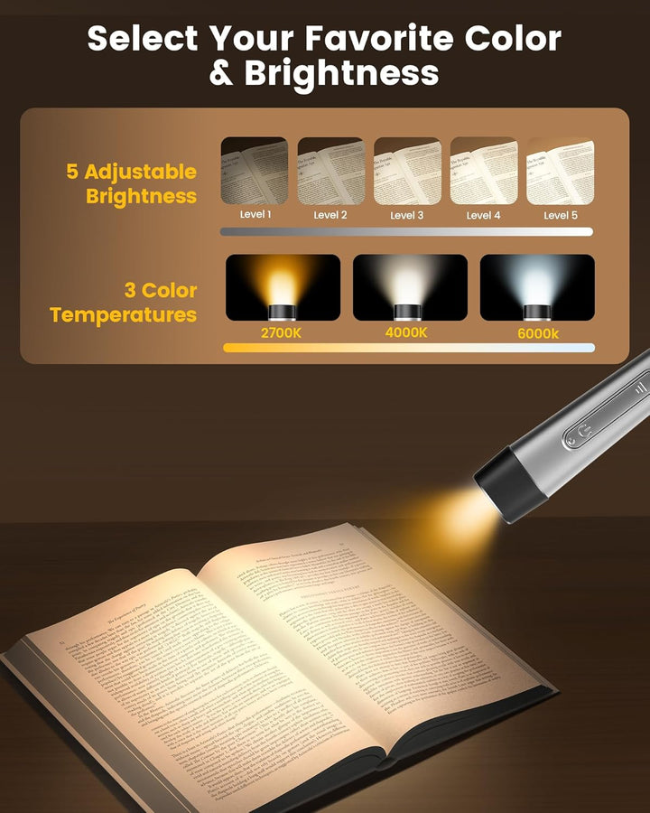Glocusent Verbesserte Leselampe Hals, Ergonomische Nackenlampe mit 30-Min Timer, 3 Farben & 3 Hellig