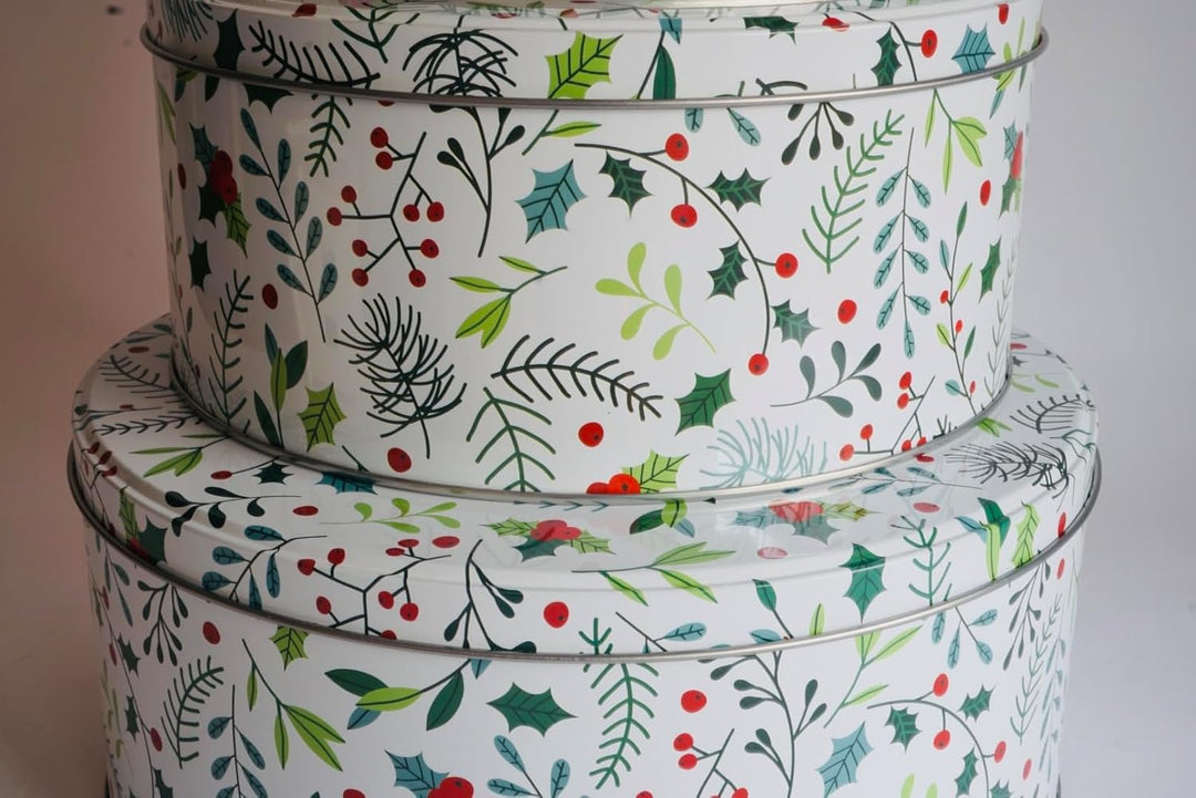 khevga Keksdose Weihnachten Set Plätzchendose aus Blech Set (weiss-bunt), Weiss-bunt