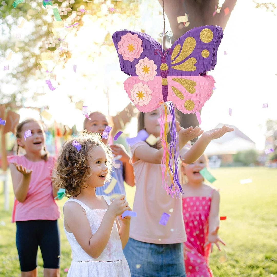 WERNNSAI Schmetterling Pinata – Schmetterling Geburtstag Pinata Deko Mädchen Kinder Rosa Lila Blumen