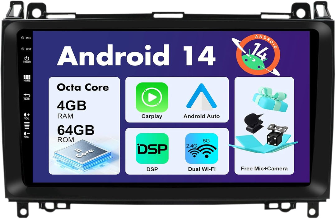 BXLIYER Android 12 IPS Autoradio für W169 W245 B160 B170 B180 B200 W639 Vito Viano W906 Sprinter - E