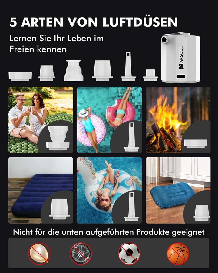 AKSOUL Elektrische Luftpumpe Pumpe Akku: 1600 3600 4000mAh Wiederaufladbare Batterie AA Batterie Por