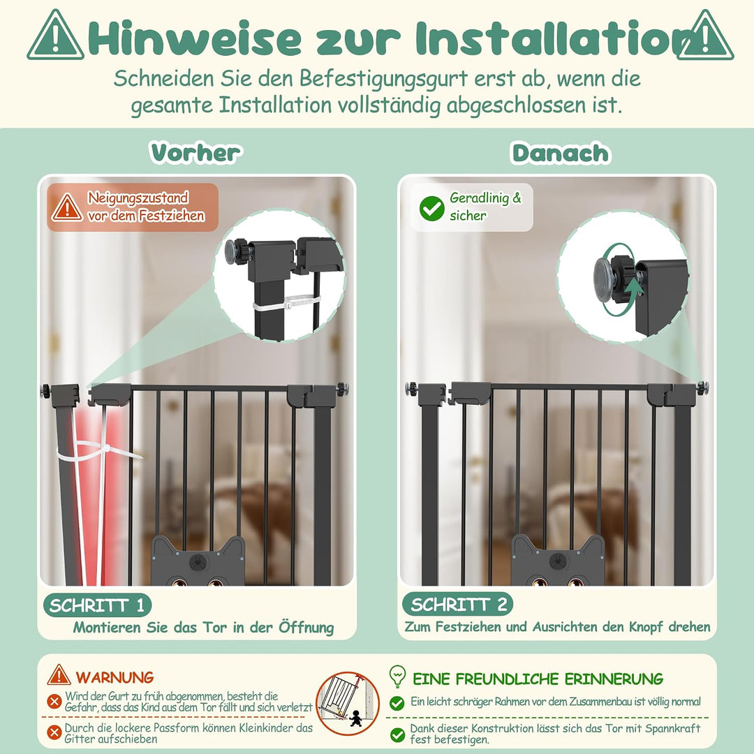 Treppenschutzgitter Ohne Bohren mit Selbstschliessend katzenklappe 75-85cm Breiten Treppengitter mit