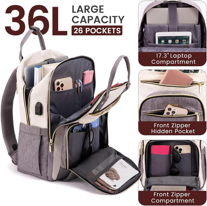 LOVEVOOK Rucksack Damen Laptop Rucksack 17 Zoll Schulrucksack Mädchen Teenager Wasserdicht Schultasc