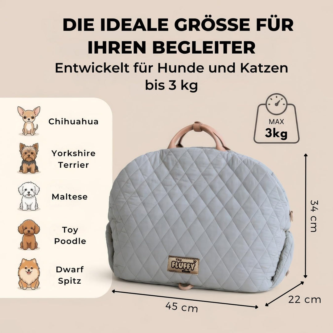 Hundetransporttasche fürs Auto, Auto-Hundesitz, Katzentransporttasche mit Schultergurt und Sicherhei