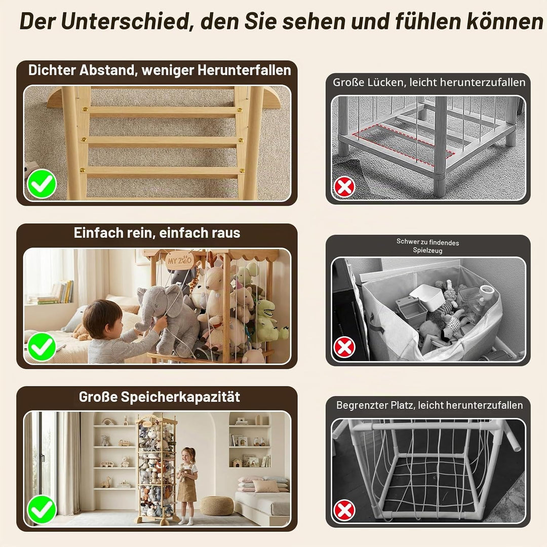 COSYLAND Stofftier-Aufbewahrungsturm - Stofftierhalter mit Gummiband für Spielzimmer Schlafzimmer Ki