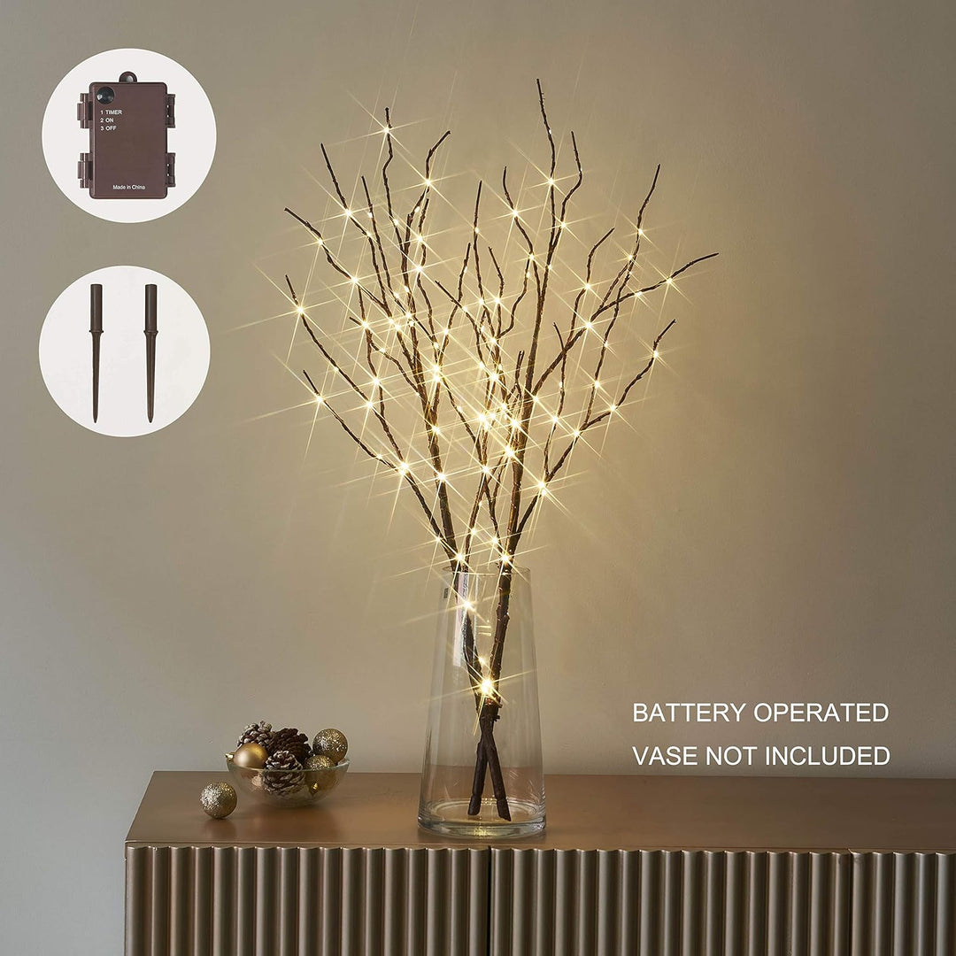 Hairui LED Beleuchtete Zweige mit 100LEDs 80CM Lichterbaum Lichterzweige Braune Künstliche Baumbeleu
