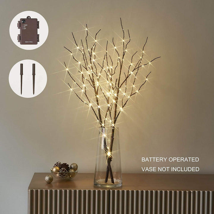 Hairui LED Beleuchtete Zweige mit 100LEDs 80CM Lichterbaum Lichterzweige Braune Künstliche Baumbeleu