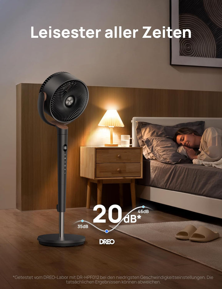 DREO Standventilator sehr leise, Ventilator gross mit Fernbedienung, 20dB Silent Ventilator mit DC-M