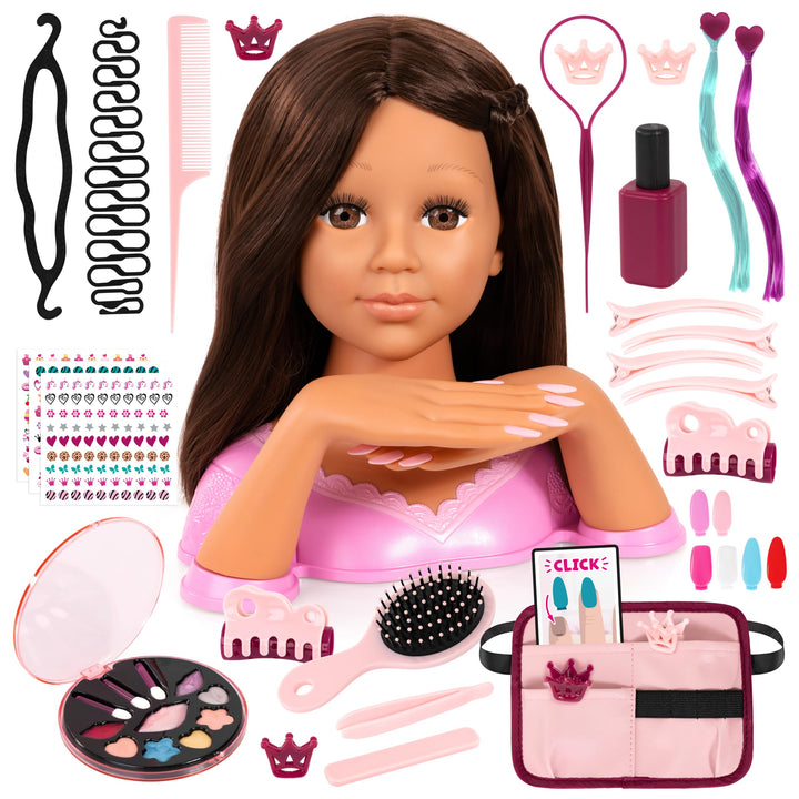 Bayer Design 90090AC Charlene Magic Nails Frisier- und Schminkkopf mit Händen und Fingernägeln, Make