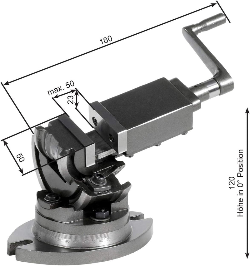 WABECO 3-Achsen Maschinenschraubstock 50 mm drehbar schwenkbar Schraubstock