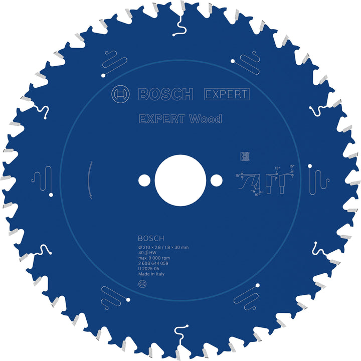 Bosch Professional 1x Kreissägeblatt Expert for Wood (Holz, Sägeblatt Ø 210 x 30 x 2,8 mm, 40 Zähne,