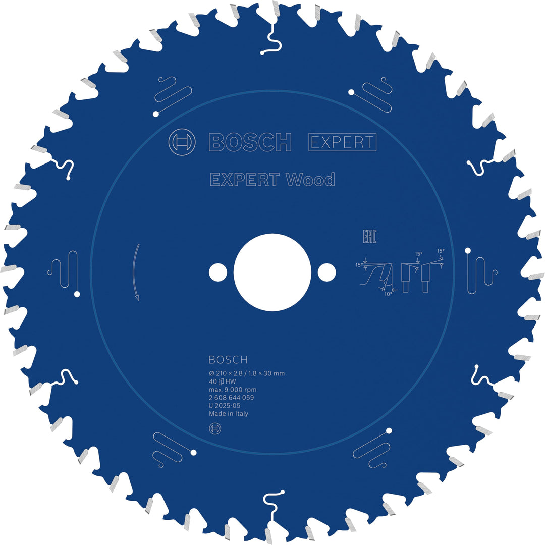 Bosch Professional 1x Kreissägeblatt Expert for Wood (Holz, Sägeblatt Ø 210 x 30 x 2,4 mm, 40 Zähne,