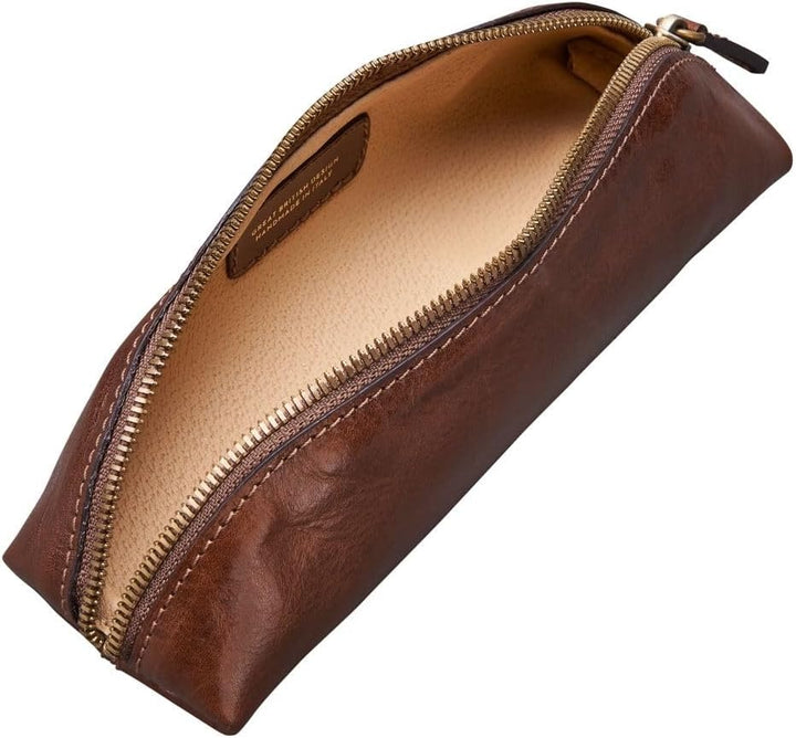 Maxwell Scott Italienisches Leder Federmäppchen Felice in Cognac Braun, Cognac Braun