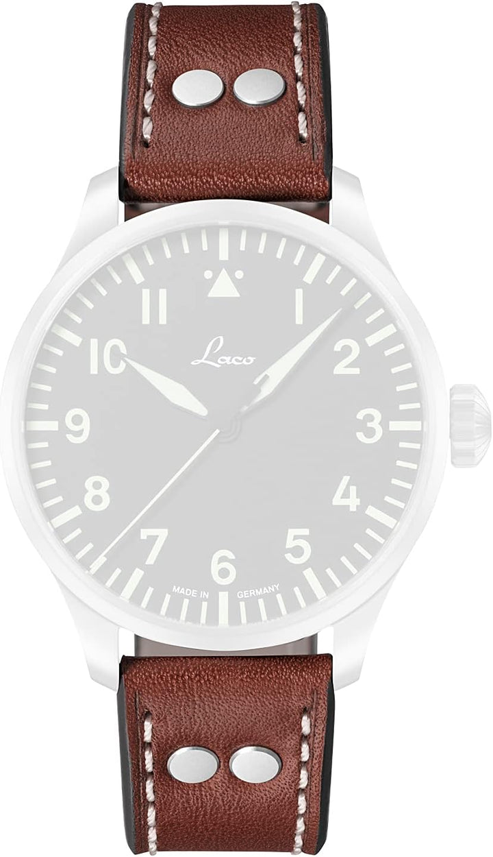 Laco Fliegeruhren Lederband – 18 mm – 18,5 cm lang – Nieten – Ersatzband – Einzigartige Qualität – H