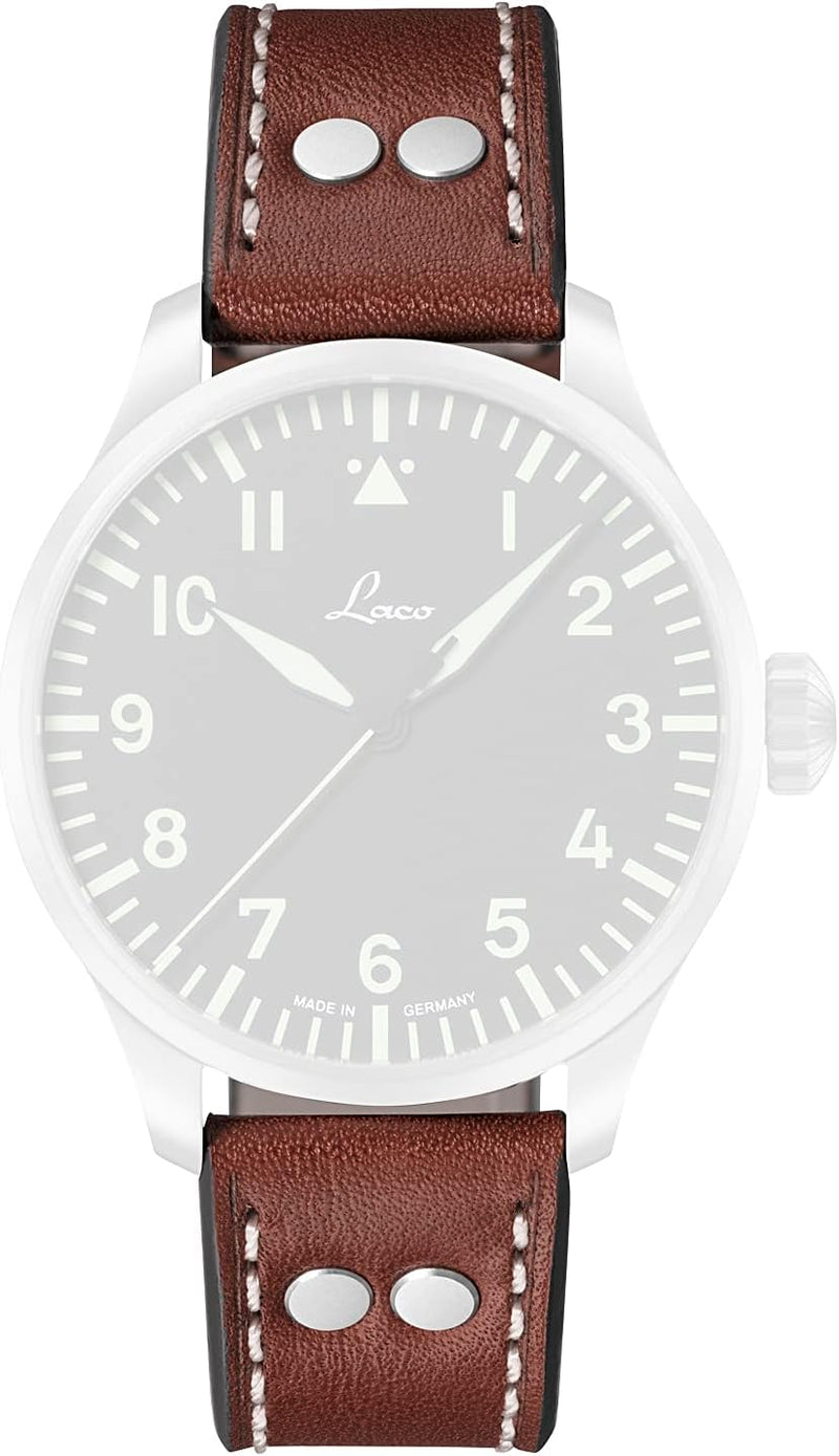 Laco Fliegeruhren Lederband – 18 mm – 18,5 cm lang – Nieten – Ersatzband – Einzigartige Qualität – H