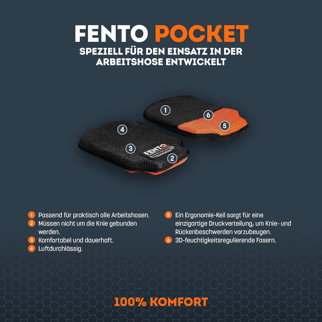 FENTO POCKET | Premium-Knieschoner für Profis wie Installateure, Elektriker und Landschaftsgärtner |
