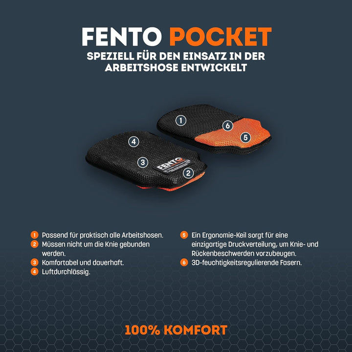 FENTO POCKET | Premium-Knieschoner für Profis wie Installateure, Elektriker und Landschaftsgärtner |