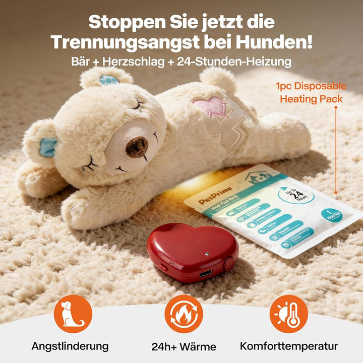 Pet Prime Hundeherzschlag Spielzeug Welpe Verhaltenshilfe Spielzeug Herzschlag Plüschtier für Hausti