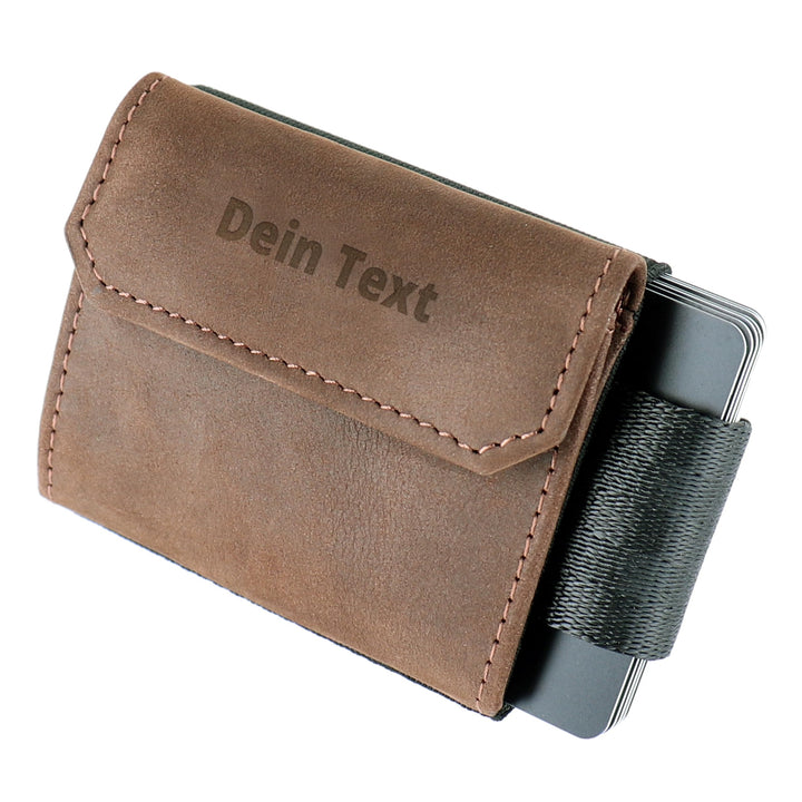 Jaimie Jacobs Nano Boy Pocket mit Gravur Slim Wallet Minimalistische Geldbörse mit Münzfach (Büffell