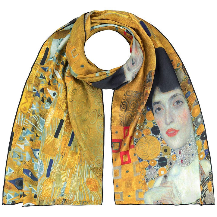 VON LILIENFELD Seidenschal Damen Satin lang Motiv 172 x 42 cm Gustav Klimt: Adele, Gustav Klimt: Ade