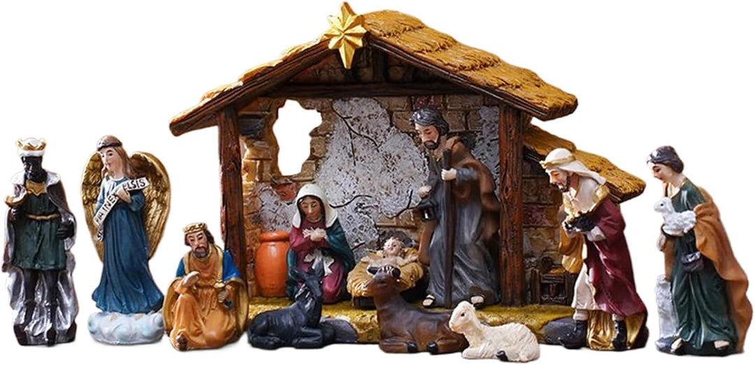 Generisch Krippenfiguren - Klassische Weihnachtskrippe, Religiöse Weihnachtskrippe Figuren Set Für S