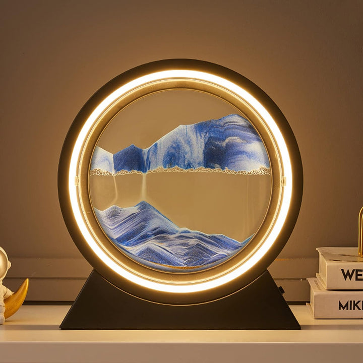 kyaoayo Sandbild Zum Drehen mit LED Nachtlicht，10" Dynamisch 3D Sandbilder zum Drehen，Tiefsee Sandbi