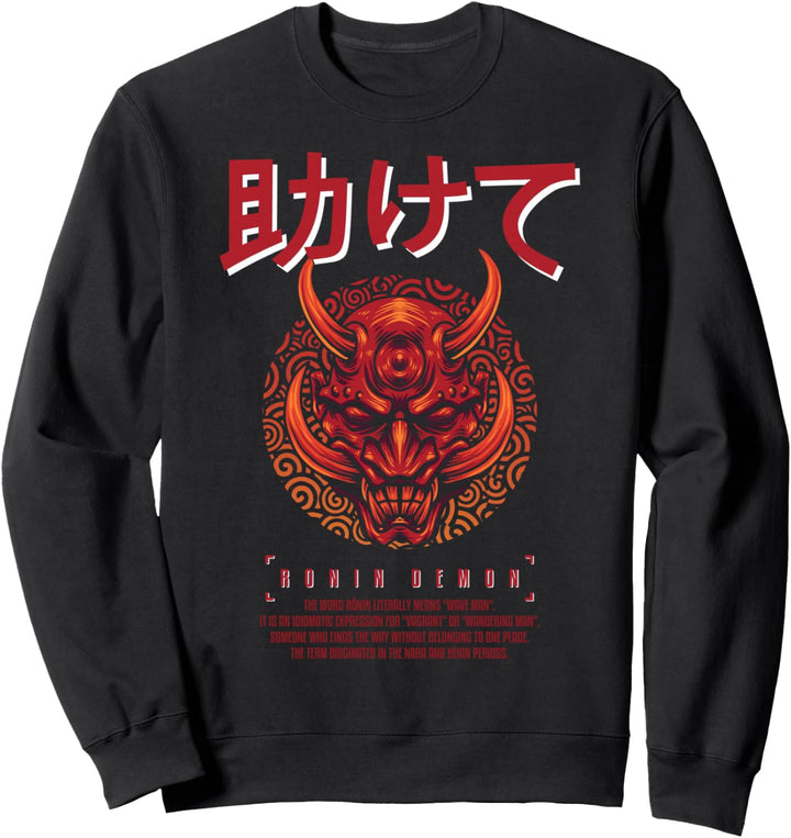 Ronin Oni Demon Mask Ogre - Sad Aesthetic Edgy Streetwear Sweatshirt