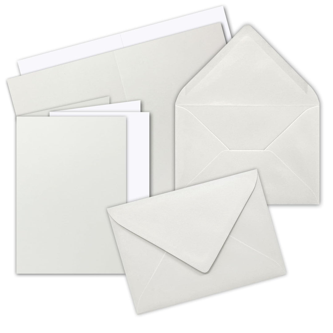 75x Faltkarten Set DIN A6/C6 mit Brief-Umschlägen in Hell-Grau - inklusive Einleger - 14,8 x 10,5 cm