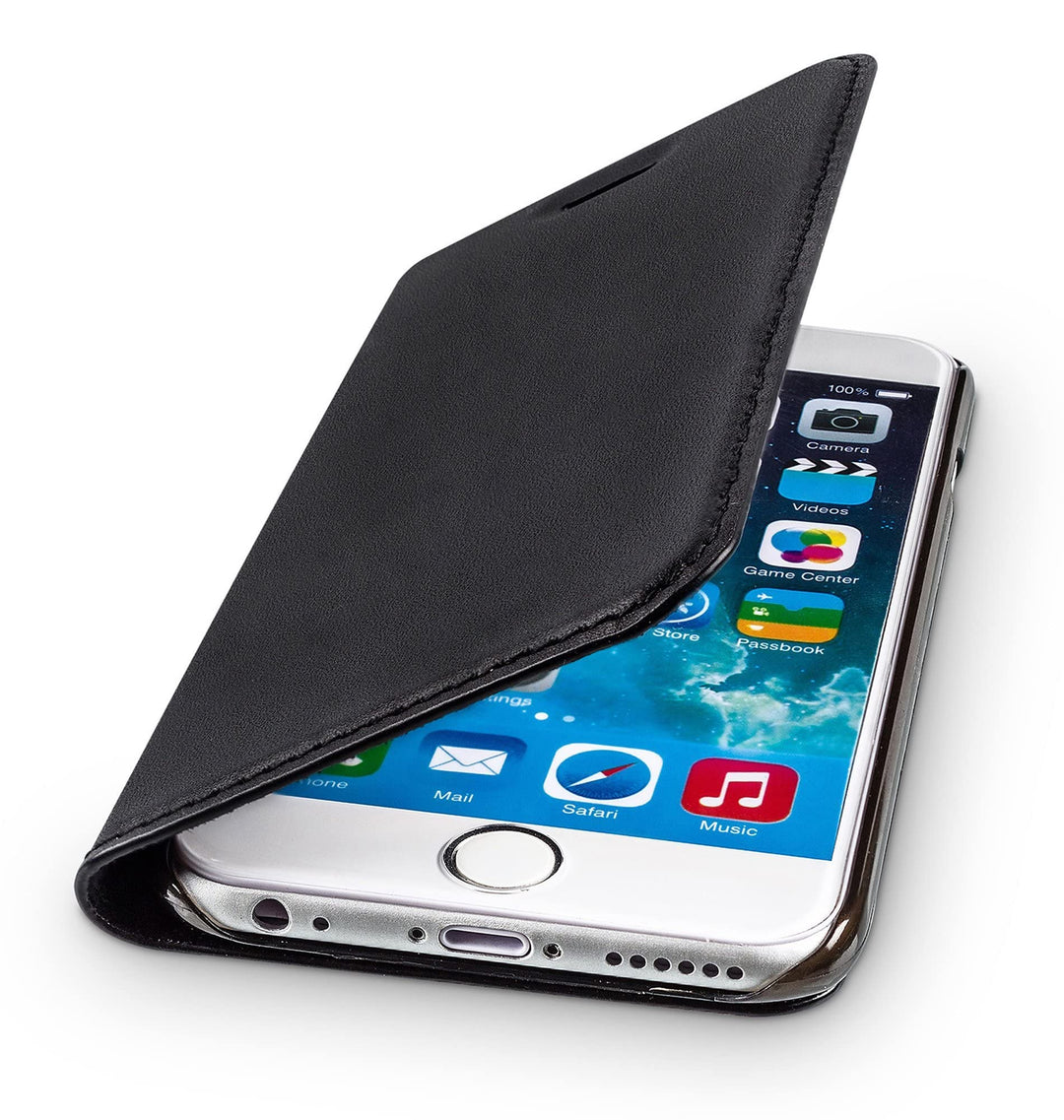 WIIUKA Echt Ledertasche -TRAVEL Nature- für Apple iPhone 6S und iPhone 6 -DEUTSCHES Leder- Schwarz,