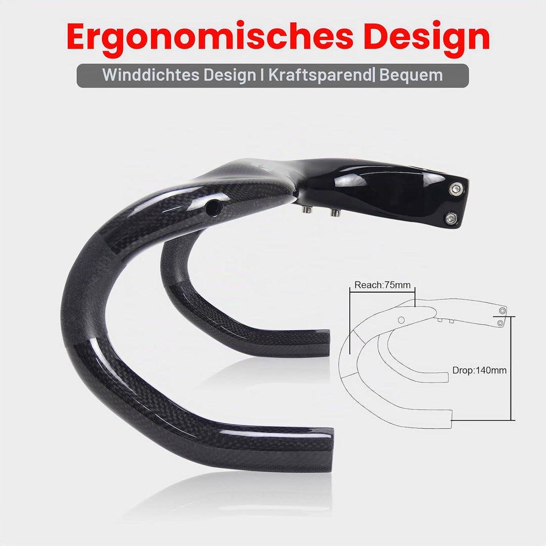 RXL SL Lenker rennrad integriert fahrradlenker Carbon rennrad schwarz 3K glänzend 400 * 100mm Schwar