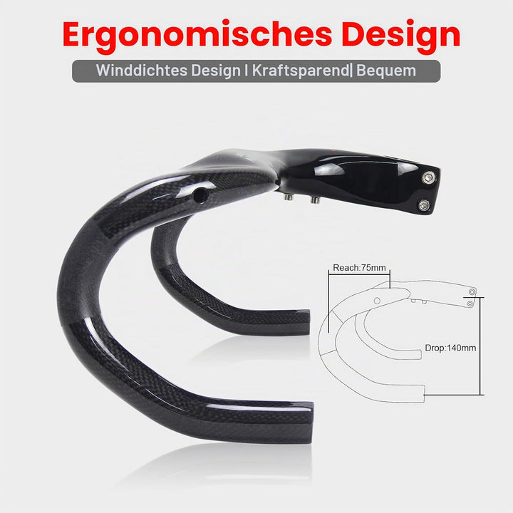 RXL SL fahrrad Lenker rennrad 1-1/8"lenker rennrad carbon 3K glänzend schwarz 400 * 90mm Schwarz-3K