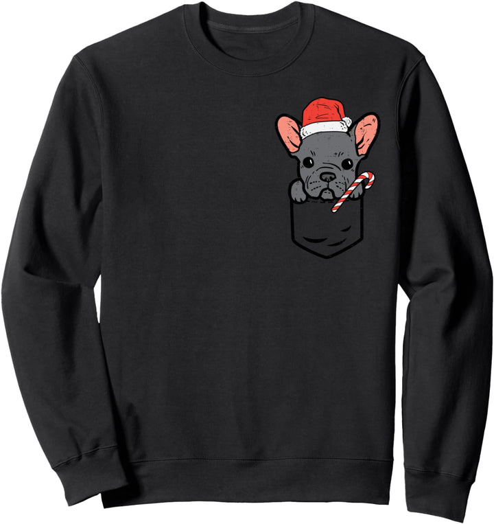 Weihnachtspyjama mit französischer Bulldogge, Weihnachtsmann-Motiv Sweatshirt