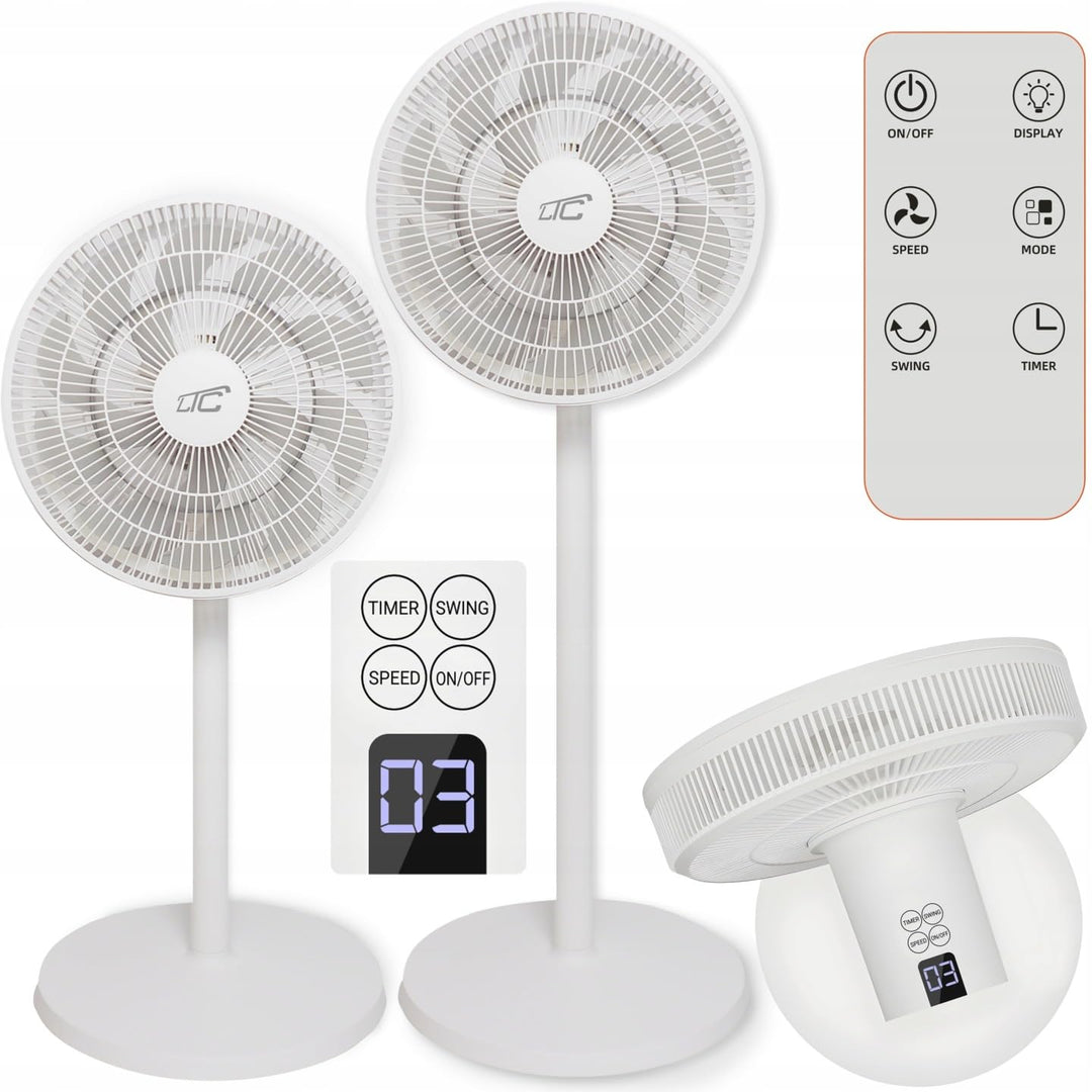LTC Standventilator Flüsterleise (27dB) mit 15 Flügeln – Leistungsstarker Bodenventilator mit Fernbe