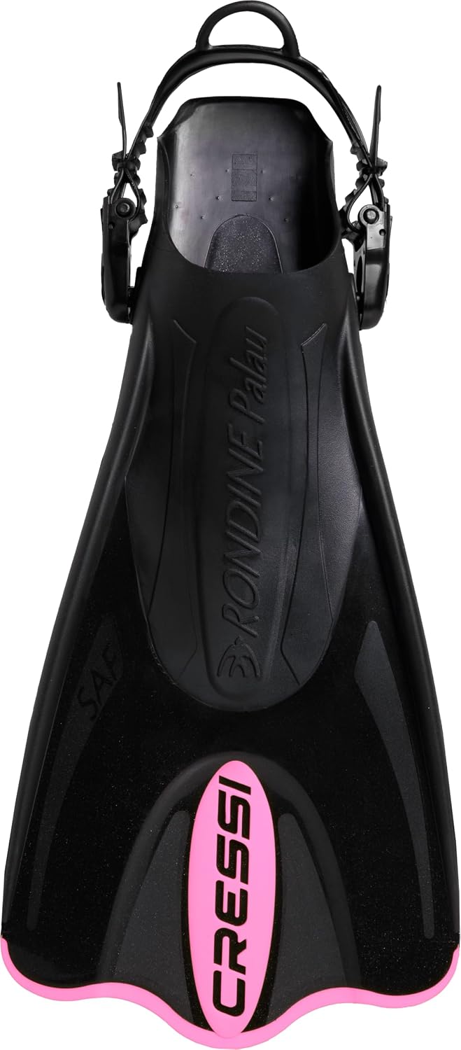 Cressi Palau Saf Fins Einstellbare Kurze Flossen zum Schwimmen und Schnorcheln Schwarz/Rosa XS-S, Sc