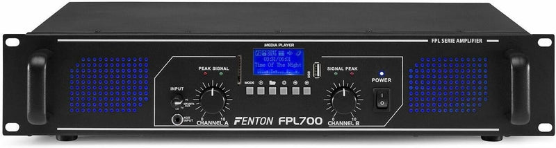 Fenton FPL700 PA Verstärker 700 Watt, 3 Kanal Endstufe, Digitalverstärker mit Bluetooth, AUX, USB, M