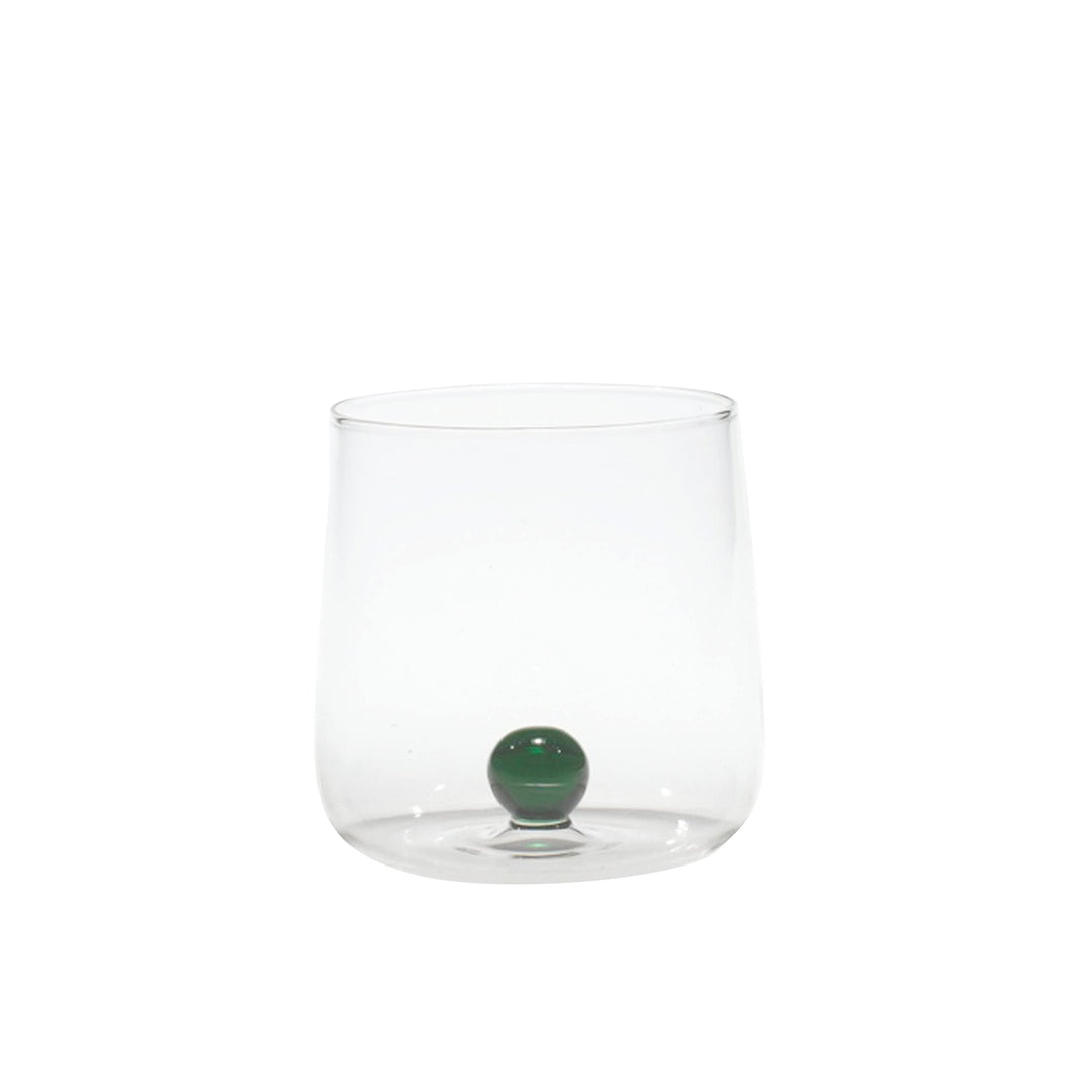 Zafferano Bilia Glasbecher - Handgemachtes Transparent Glas, Verziert mit bunter Glaskugel im Innere