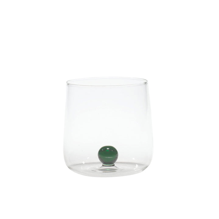 Zafferano Bilia Glasbecher - Handgemachtes Transparent Glas, Verziert mit bunter Glaskugel im Innere