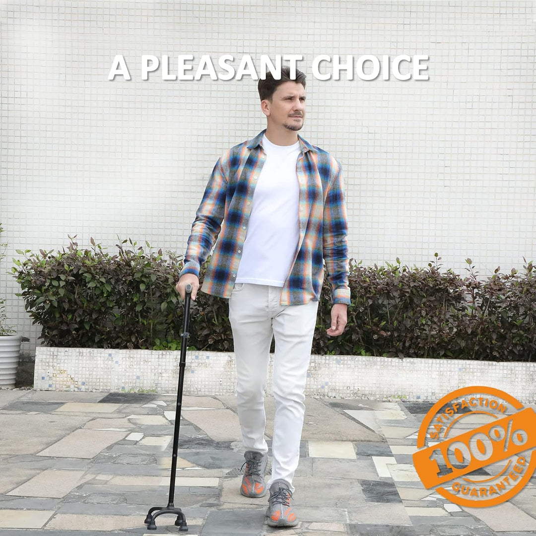 Rehand Vierfuss Spazierstock Gehstock, Gehstock mit Ergonomischem Griff und Anmutiger 4-Zinken-Basis