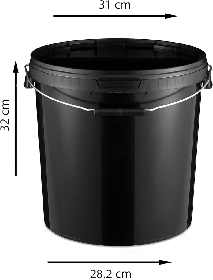 BenBow - Eimer mit Deckel schwarz 4X 20 Liter - lebensmittelecht stabil luftdicht auslaufsicher geru