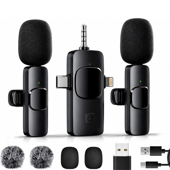 GKEAPZA Kabelloses Lavalier Mikrofon für Handy/iPhone/Computer, Wireless USB C Ansteckmikrofon für V