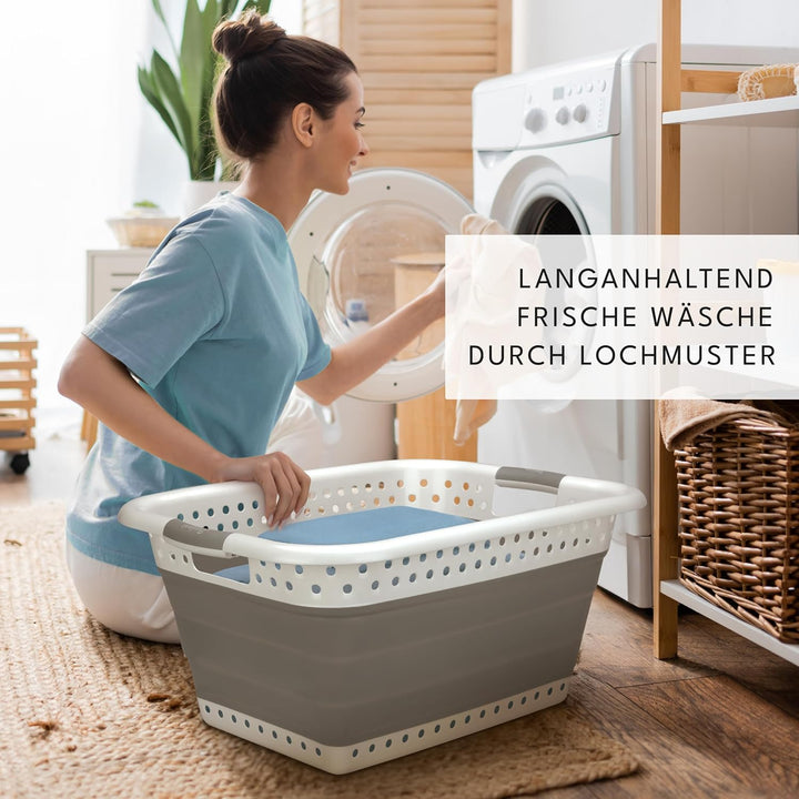 BUNDLE Wäschekorb faltbar 2er Set + WC Bürste Silikon Edelstahl