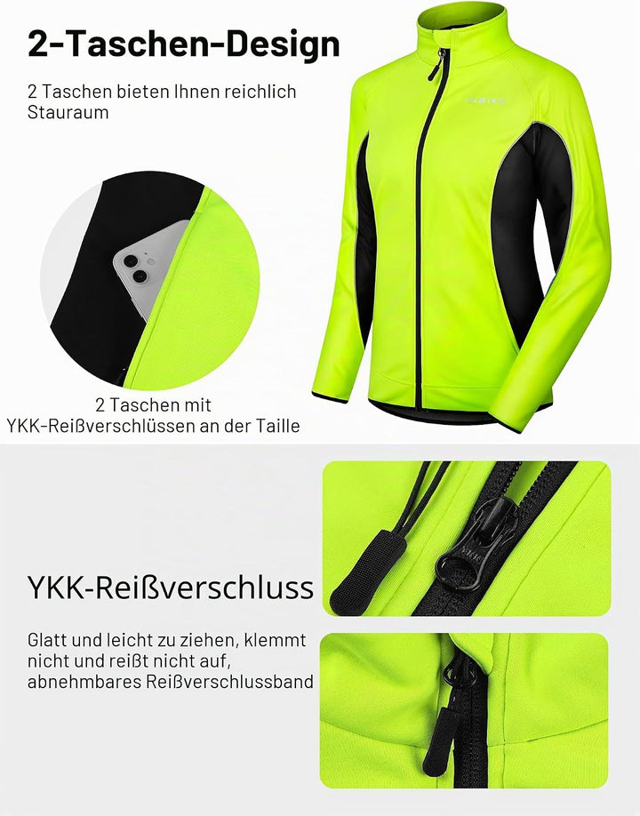 INBIKE Fahrradjacke Damen Winter Thermo Reflektierend Wasserabweisend Winddicht Atmungsaktiv Radjack