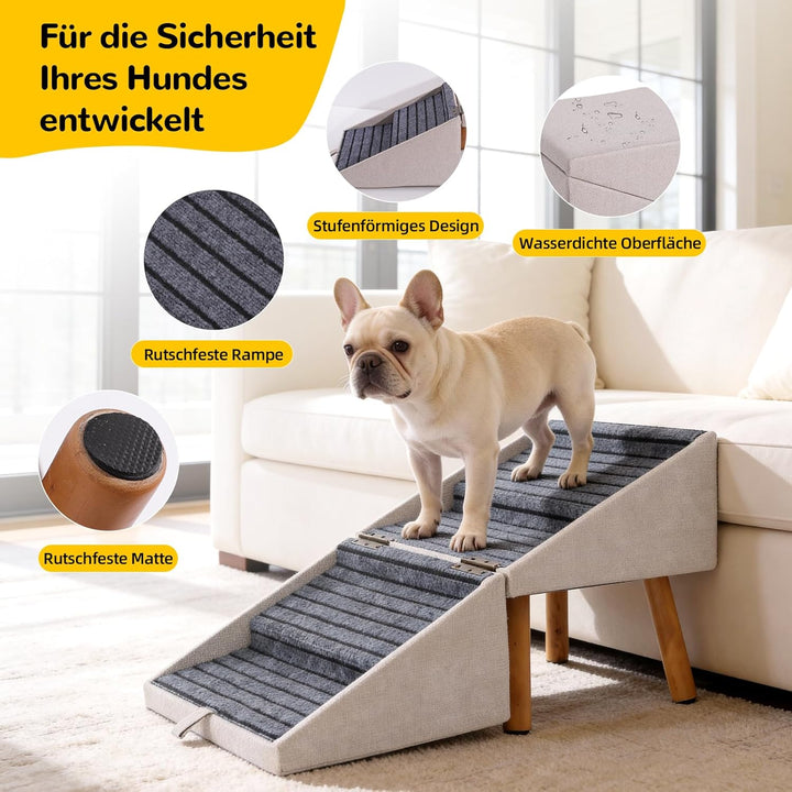 Hunderampe für Bett und Couch, Hundetreppe für grosse, mittlere und kleine Hunde, klappbare 2-in-1-H