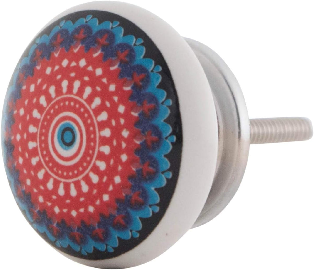 Knober Set 10 Stück Möbelknöpf Keramik Mandala Energy Shabby-Chic Schrankknöpfe Türgriff (1. Buntes